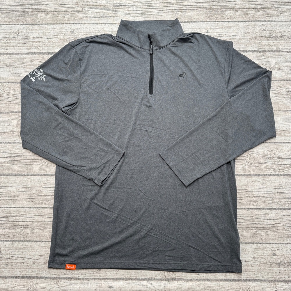 French Golf Sweatshirt Mens Large Gray Long Sleeve Quarter Zip Pullover Athletic